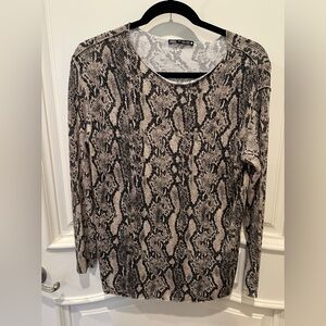 Zara Snakeskin Print Black and Cream Long Sleeve Top